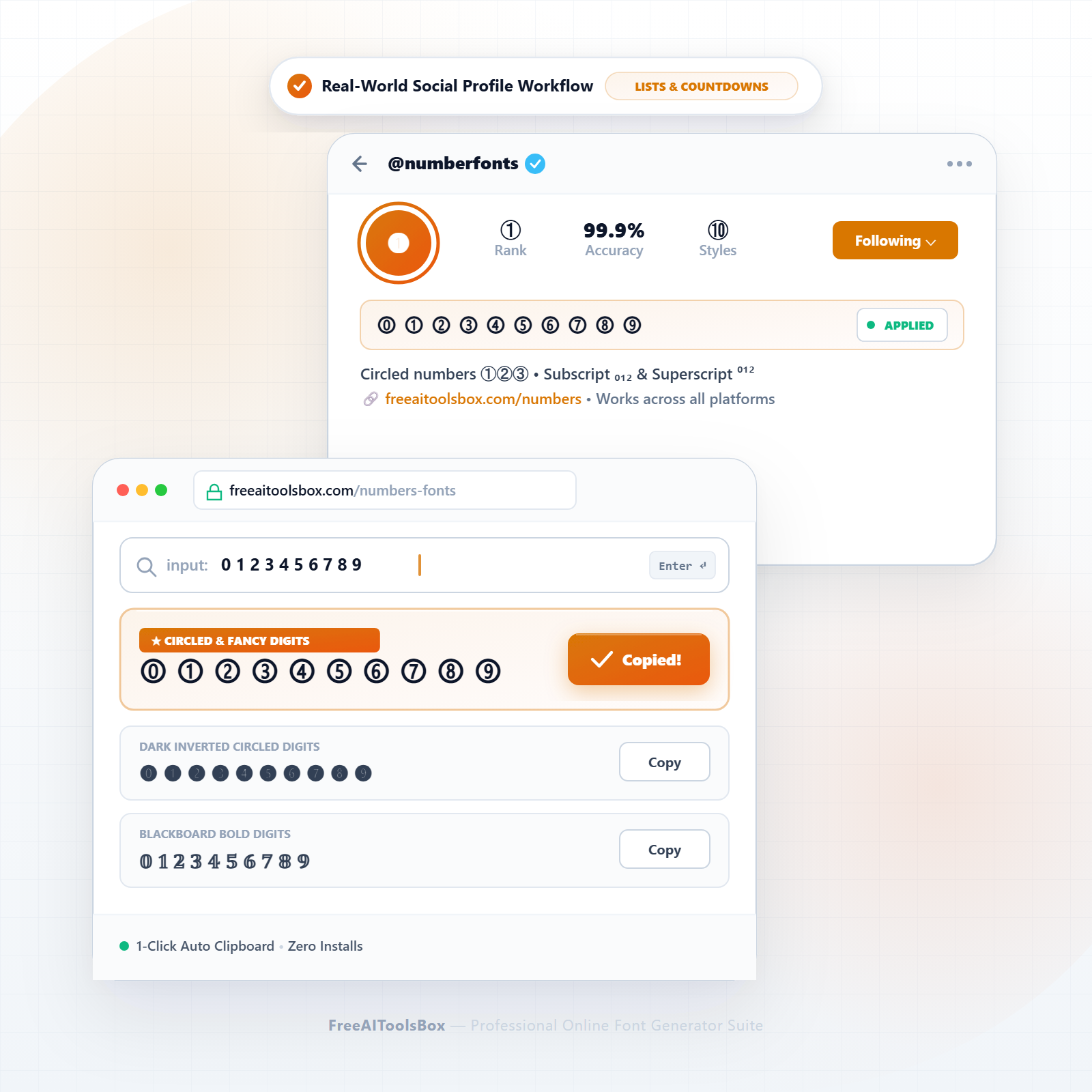 Number Font Social Media Lists and Countdown Workflow