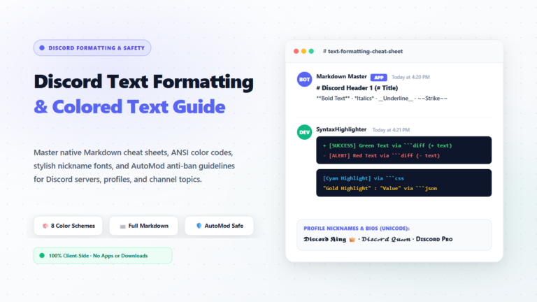 The Ultimate Discord Text Formatting Guide: Colored Text, Markdown Cheat Sheet & Safe Nickname Fonts